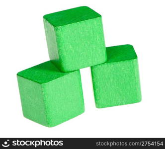 Green wooden cubes. It is isolated on a white background