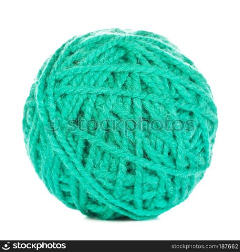 green yarn ball, isolated on white background. Green Yarn Ball