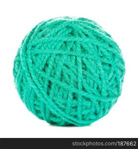 green yarn ball, isolated on white background. Green Yarn Ball