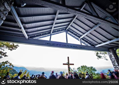 GREENVILLE COUNTY, SC - Oct 15, 2016 - sunrise at Symmes Chapel, aka Pretty Place, is a landmark tourist attraction on Cedar Mountain South carolina