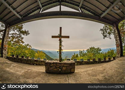 GREENVILLE COUNTY, SC - Oct 15, 2016 - sunrise at Symmes Chapel, aka Pretty Place, is a landmark tourist attraction on Cedar Mountain South carolina