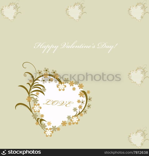 Greeting card for valentine&rsquo;s day Abstract floral and heart shape background.