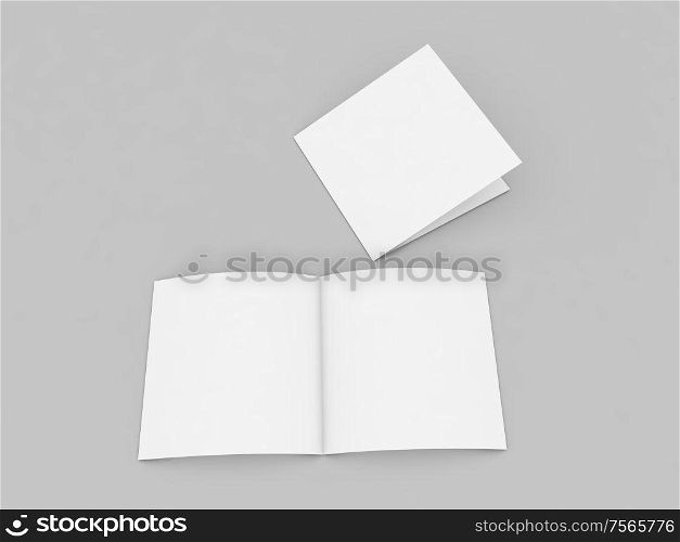 Greeting card layout on a gray background. 3d render illustration.. Greeting card layout on a gray background .