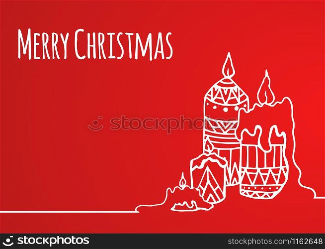 Greeting card with hand-drawn Christmas candles for your creativity. Greeting card with hand-drawn Christmas candles for your creativ
