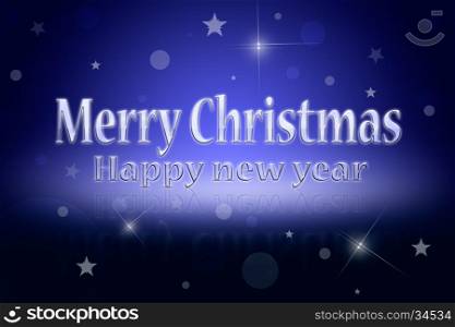 Greeting Christmas card (dark blue background). Glare and shine.