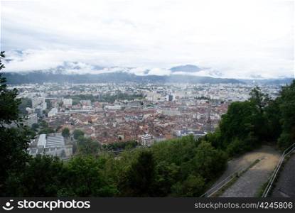 Grenoble city in France Alps mountains