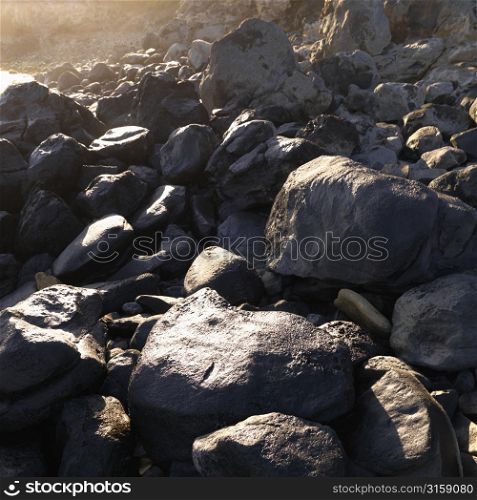 Grey and black pebbles