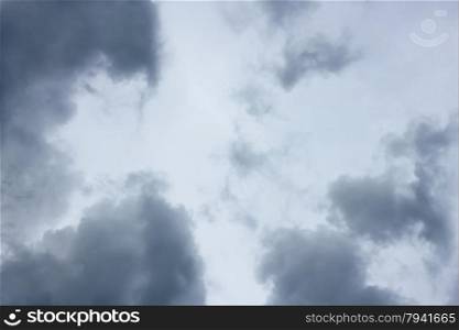 Grey and bluish tragic cloudscape with various density chaotic clouds