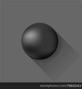 Grey Ball Isolated on Grey Background. Long Shadow. Grey Ball