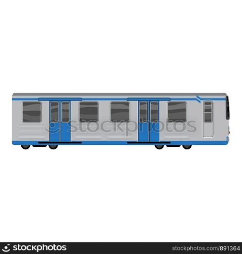 Grey blue subway train icon. Cartoon of grey blue subway train vector icon for web design isolated on white background. Grey blue subway train icon, cartoon style