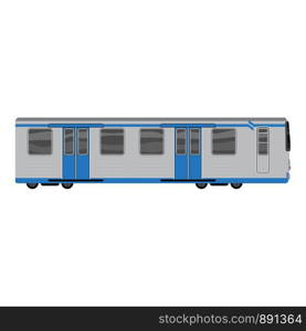 Grey blue subway train icon. Cartoon of grey blue subway train vector icon for web design isolated on white background. Grey blue subway train icon, cartoon style