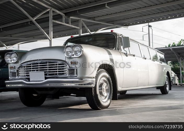 grey classic car for showing at Kanchanaburi, Thailand