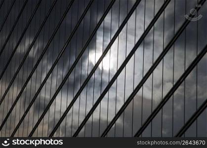 Grey cloud reflection in building