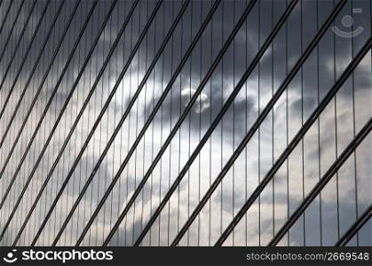 Grey cloud reflection in building