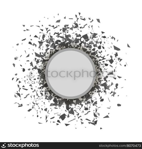 Grey Confetti Round Banner Isolated on White Background. Set of Particles.. Grey Confetti Round Banner
