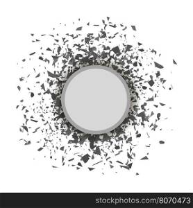 Grey Confetti Round Banner Isolated on White Background. Set of Particles.. Grey Confetti Round Banner