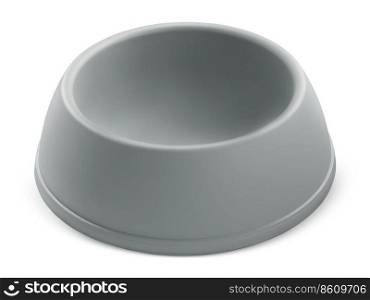 Grey dogs plastic bowl on white background