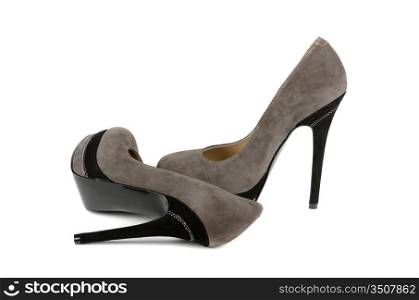 grey female shoes on a white background