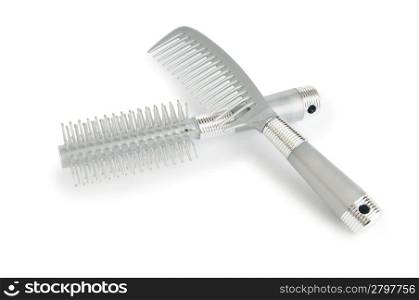 Grey hairbrush isolated on the white background