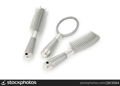 Grey hairbrush isolated on the white background