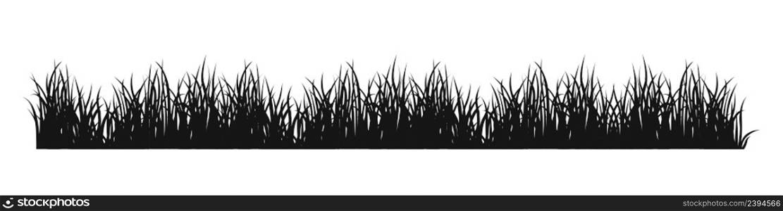 Grey horizontal banner of wavy meadow silhouette with grass. Vector illustration . Grey horizontal banner of wavy meadow silhouette with grass. Vector