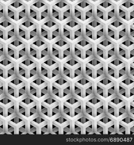 Grey Line Geometric Pattern on Black Background. Isometric Structure.. Grey Line Geometric Pattern