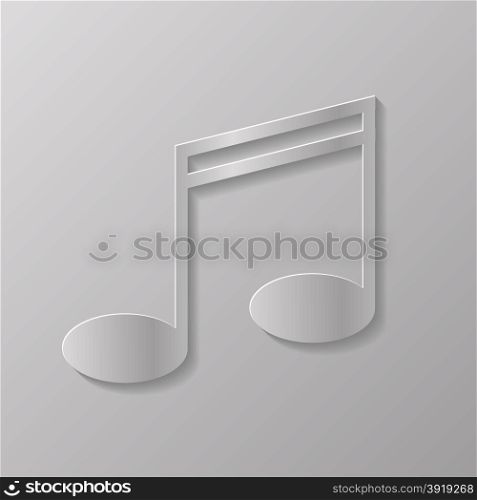 Grey Music Note Isolated on Grey Background. Musical Note