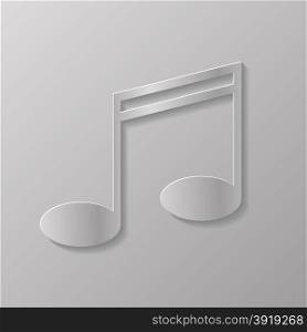Grey Music Note Isolated on Grey Background. Musical Note