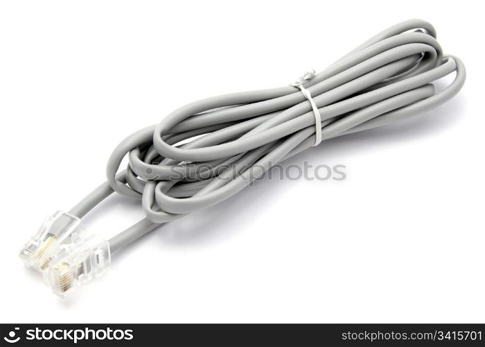grey network plug isolated on white background
