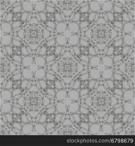 Grey Ornamental Seamless Line Pattern. Endless Texture. Oriental Geometric Ornament. Grey Ornamental Seamless Line Pattern