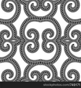 Grey Ornamental Seamless Line Pattern. Endless Texture. Oriental Geometric Ornament. Ornamental Seamless Line Pattern. Endless Texture. Oriental Geometric Ornament