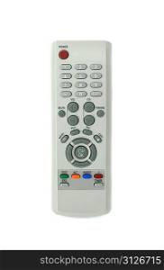 Grey remote control for TV set