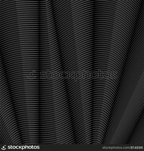 Grey Striped Pattern. Wavy Ribbons on Dark Background. Curvy Lines Texture.. Grey Striped Pattern. Wavy Ribbons on Dark Background. Curvy Lines Texture