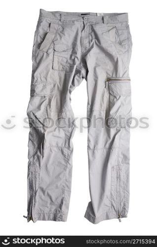 Grey trousers with several pockets