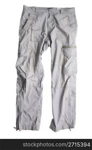 Grey trousers with several pockets