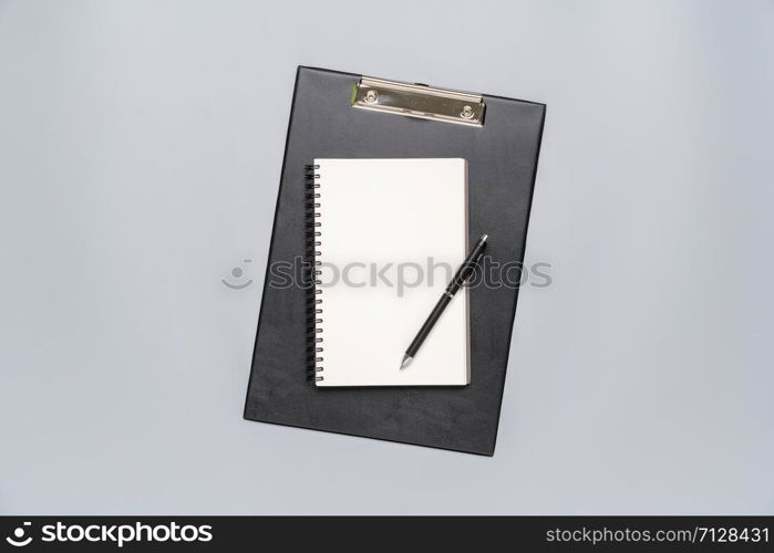 Grey & white stationary top view for creative & business concept