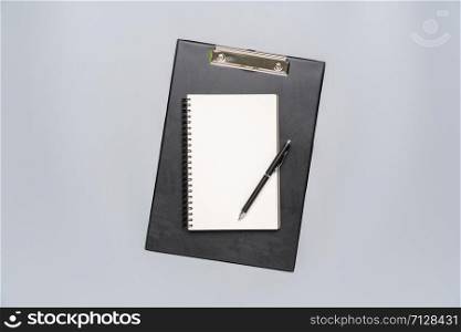 Grey & white stationary top view for creative & business concept