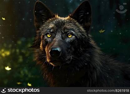 Grey Wolf Portrait captive animal. Neural network AI generated art. Grey Wolf Portrait captive animal. Neural network AI generated