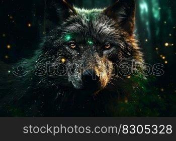 Grey Wolf Portrait captive animal. Neural network AI generated art. Grey Wolf Portrait captive animal. Neural network AI generated