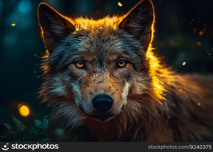 Grey Wolf Portrait captive animal. Neural network AI generated art. Grey Wolf Portrait captive animal. Neural network AI generated