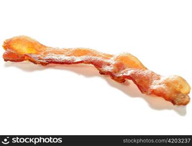 grilled bacon , close up on white background