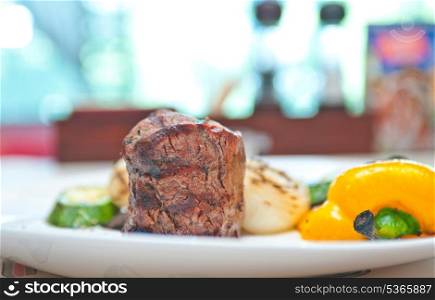 grilled beef meat and vegetable