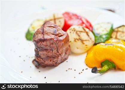 grilled beef meat and vegetable