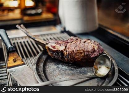 Grilled beef of excellent quality in a fancy restaurant