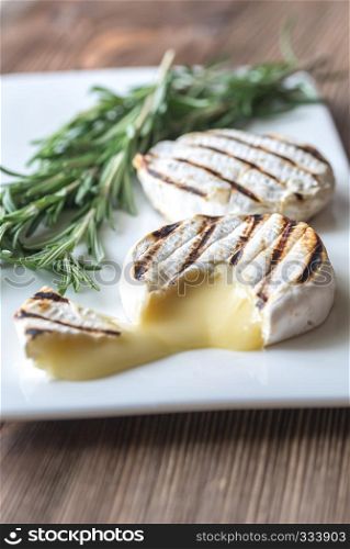 Grilled Camembert cheese with fresh rosemary