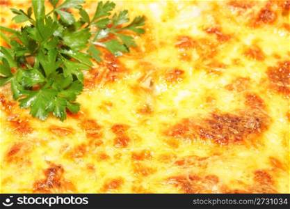 Grilled cheese topping with parsley - tasty background