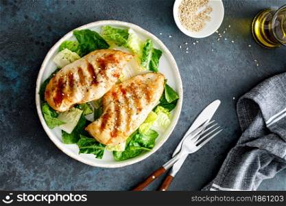 Grilled chicken breast, barbecued meat