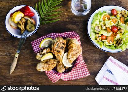 grilled chicken legs with lemon salad