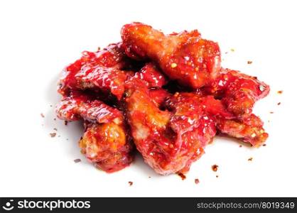 grilled chicken wings in hot raspberry sauce. chicken wings in raspberry sauce