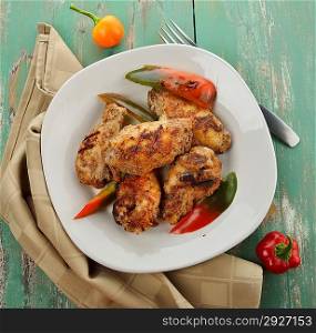 Grilled Chicken Wings With Sweet Pepper